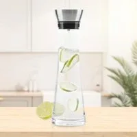 Haushalt International Wasserkaraffe Wasserkaraffe aus Glas, 1 Liter mit praktischem Ausgießer, (1-tlg)