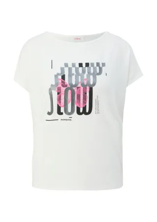 s.Oliver Red Label - T-Shirt mit Frontprint weiß - Gr. - 36