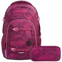 coocazoo Schulranzen Schulrucksack-Set MATE Berry Bubbles 2-teilig (Rucksack, Mäppchen), ergonomisch, reflektiert, Körpergröße: 135 - 180 cm