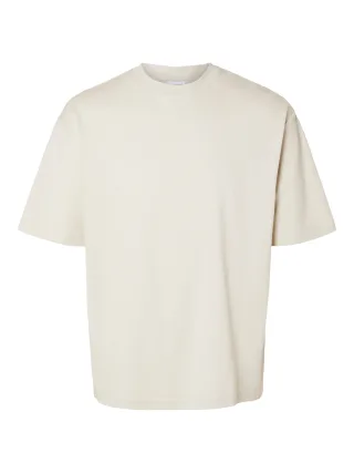 selected men - SLMLOOSEOSCAR SS O-NECK TEE NOOS Oatmeal - Gr. - M