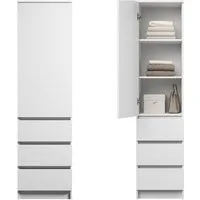 Home Collective Kleiderschrank Garderobenschrank Mehrzweckschrank Schrank, viel Stauraum & vielseitig (50x41x181 cm (BxTxH), Garderobe Schlafzimmer Büro Flur) Hochschrank mit 2 Einlegeböden und 3 Schubladen, weiß