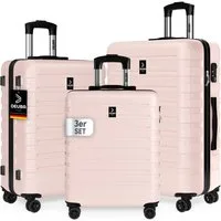 Deuba Kofferset, Handgepäck Koffer 55x40x20 Sicherer Stauraum Kreuzgurt PVC Reisekoffer