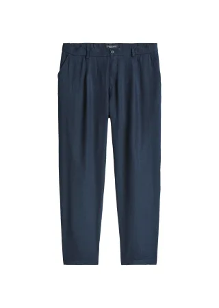 Marc OPolo Casual - Leinenhose Model Osby Jogger pleats Dark Navy - Gr. - 34