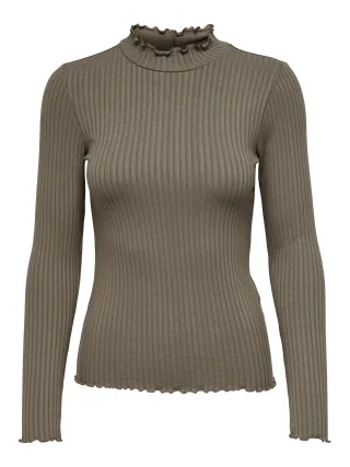 JDY - JDYFRANSISKA L/S HI-NCK TOP JR NOOS Walnut - Gr. - XS