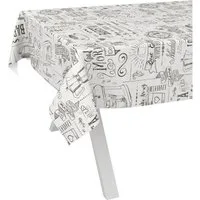 ANRO Tischdecke Wachstuch abwaschbar Barista Tischwäsche (Einzelstück 1-tlg), wasserabweisend pflegeleicht Kreide Weiß 100x140cm