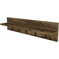 en.casa Wandgarderobe, Hammarö Flurgarderobe mit Ablage und 10 Haken Eiche, antik