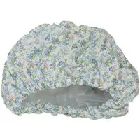 Fashy Duschhaube Fashy - Duschhaube weiß Blumen blau 3628 Stoffhaube Folieninnenhaube