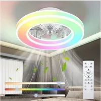 ATEROLL Deckenventilator 6 Geschwindigkeiten,3CCT+RGB,Deckenleuchte,Leise Ventilator, Lampenlüfter mit Speicherfunktion und Timing-Funktion Für Zimmer