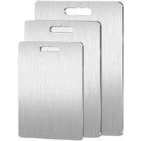 FANNOU Schneidebrett 3 Stück Titan Schneidebrett, Edelstahl Schneidbretter 1,5mm Dicke, (Set), Doppelseitig Titanium Cutting Board Lebensmittel für Küche