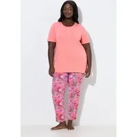 Ulla Popken Pyjama Pyjama Blüten Rundhals Halbarm