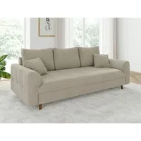 S-Style Möbel 3-Sitzer Sofa Leif mit Holzfüßen im skandinavischen Stil aus Boucle-Stoff, mit Wellenfederung