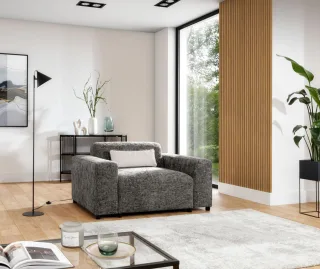 Sessel Designersessel ROMY in Stoff Enjoy Me Taupe