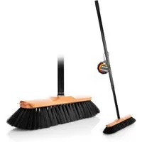 BigDean Kehrgarnitur Zimmerbesen mit Stiel 150 cm ausziehbar Besen mit Rosshaar Borsten, Empfindliche Böden., (Set, 2-tlg., Besen + Teleskopstil), Effektiv, Schonend, Ergonomisch, Gründlich