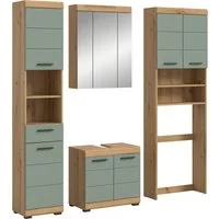 welltime Badmöbel-Set SIENA, 4 teilig, bestehend aus:, (Set, 4-St., TOPSELLER), Hochschrank, WBU, Spiegelschrank, Waschmaschinenumbauschrank