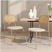 Simurq Esszimmerstuhl Stuhlset Polsterstühle aus Rattan,Armlehnstuhl, Schwarz,Metallgestell (Stuhl im Retro-Stil, geeignet für Esszimmer und Wohnzimmer), 2 Set