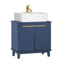 SoBuy Waschbeckenunterschrank BZR113, Badschrank Badezimmerschrank Waschtisch Unterschrank Badmöbel Waschtischunterschrank mit 2 Türen, verstellbare Ablage, 2 Fächer