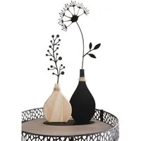 Home-trends24.de Dekofigur Vase Metalldeko Skulptur Deko Figur Objekt Blumen Schwarz
