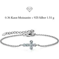UNIQAL.de Silberarmband Damen 925 Sterling Silber mit Diamant Moissanit 0,36 Karat – CRISTELLA (Silberarmband mit 6 Moissanit Steinen im eleganten Kreuzdesign, 925 Sterling Silber Weißgold plattiert, inkl. Luxuriöse Schmuck Geschenkbox), Moissanit VV