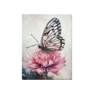 Perlen-Stickbild "Blüte & Schmetterling", 25 x 33 cm