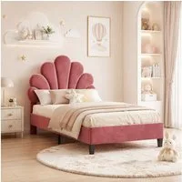 Simurq Einzelbett Polsterbett Samt Einzelbett mit gepolstertem, Jugendbett Bettgestell (Einzelbett), 90x200 cm aus Samt, höhenverstellbarem Kopfteil