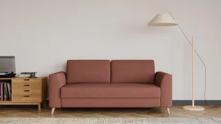 BRUNO Schlafsofa 160cm in Hazelnut Rot Braun | Klassik | stabiles Massivholz & Boxspringkomfort