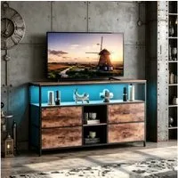 Simurq TV-Schrank Lowboard TV-Bank, mit LED und Schubladen und offenen Regalen (1er Set) mit LED und 4 Schubladen und 2 offenen Regalen, 108x29.8x76.8