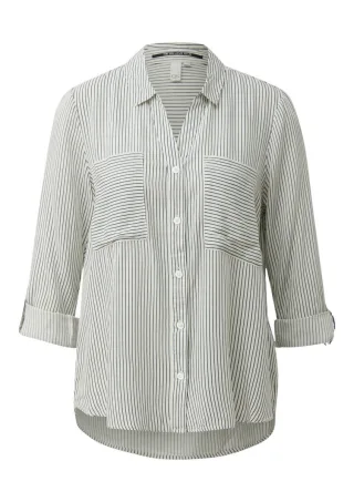 Q/S designed by - Bluse mit Hemdkragen und langen Ärmeln weiß - Gr. - 32
