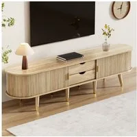 MODFU Lowboard Rustikaler TV-Schrank (Fernsehtisch, Wohnzimmermöbel, Fernsehschrank, 1 St., Walnussoptik, viel Stauraum), natürliches Design, Eichenholzfarbe-Optik