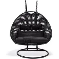 HOME DELUXE Hängesessel Polyrattan Hängesessel TWIN (inkl. Gestell, Korb, Sitzauflage, Montagezubehör, 4-St., Komplettset), Hängestuhl
