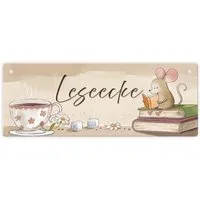 speecheese Metallschild Leseecke Metallschild L in 10 5x28cm XL Mach dir eine entspannte Zeit
