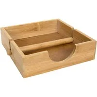 HIT Trading Serviettenhalter SILVAS, 18,5 x 18,5 cm, Braun, Bambus, mit Beschwerungsstange