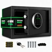 Onbest Möbeltresor Tresor Safe Premium mit Fingerabdruck-Sensor, Wasserfest, mit viel Zubehör, 4mm Stahl
