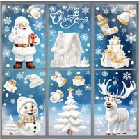 Coonoor Aufkleber Fensterbilder Weihnachten Selbstklebend Fensterdeko, (9tlg), Wiederverwendbare Statische Weihnachtsfensterbilder