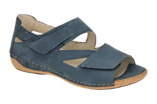 Waldl?ufer 342025 Damen Sandale Jeansblau Extra Weit - Keilabsatz 2cm
