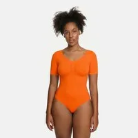 cfab Shaping-Body T-Shirt Bodysuit Sculpting Shapewear mit String-Sunset Orange-3XL (1-tlg)