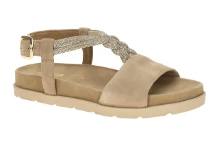 Gabor 84.601 Damen Sandale Beige-Sand Rauhleder Keilabsatz 1cm
