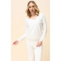 Passioni Strickpullover mit Streifenstruktur