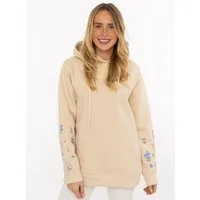 Zwillingsherz Hoodie "Blumenranken" mit gestickten Blumen am Arm, Kapuze, Fronttasche