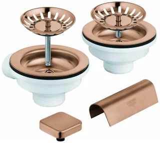 GROHE Spülen-Ablaufgarnitur 40999 2 Becken mit Exzenter warm sunset gebürstet, 40999DL0 40999DL0
