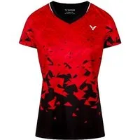 VICTOR T-Shirt Sport-Shirt T-54101 D (100% Polyester) rot/schwarz Damen