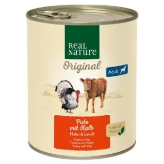REAL NATURE Nassfutter Hund Adult Pute mit Kalb 24x800 g