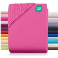 Carpe Sonno Spannbettlaken Jersey 90x200 100x200 120x200 140x200 160x200 180x200 200x200 70x140, Jersey, Gummizug: rundum, (1 Stück), Baumwoll Babybett Spannbettlaken 70x140 Baby Laken Pink