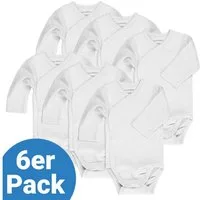 LaLoona Body (6er-Pack) Baby Langarm Wickelbody aus 100% Baumwolle, für bequemes Wickeln