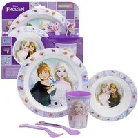 Disney Frozen Kindergeschirr-Set 5-teiliges Geschirr-Frühstück-Set & Besteck Disney Frozen, Kunststoff