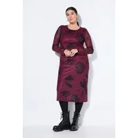 Studio Untold Midikleid Maxikleid Slim Shape Mesh mit Motiv Langarm