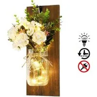 Luna24 simply great ideas... Wanddekoobjekt LED Wandpaneel "Floral" mit Retro-Einmalglas incl. warmweiße LEDs