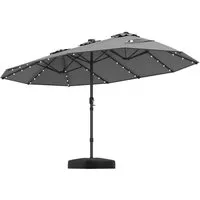 COSTWAY Sonnenschirm, 450 x 260 cm, LED-Solar-Beleuchtung, UPF 50+, mit Ständer