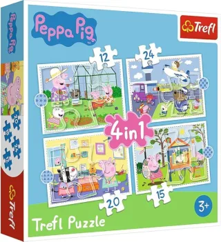 Trefl Puzzle 34359 - Peppa Pig 4 in 1: Holiday reccolection [12+24+20+15 Teile]