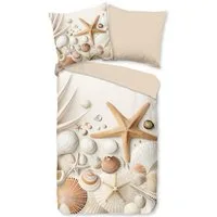 good morning Wendebettwäsche Cote, Renforcé, 2 teilig, 100% Baumwolle, Renforcé, Reißverschluss, Wendeoptik, strand, Seestern