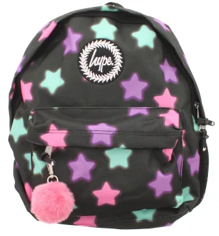 Hype Kinder Rucksack Sterne Gepolsterte Träger Reißverschluss schwarz